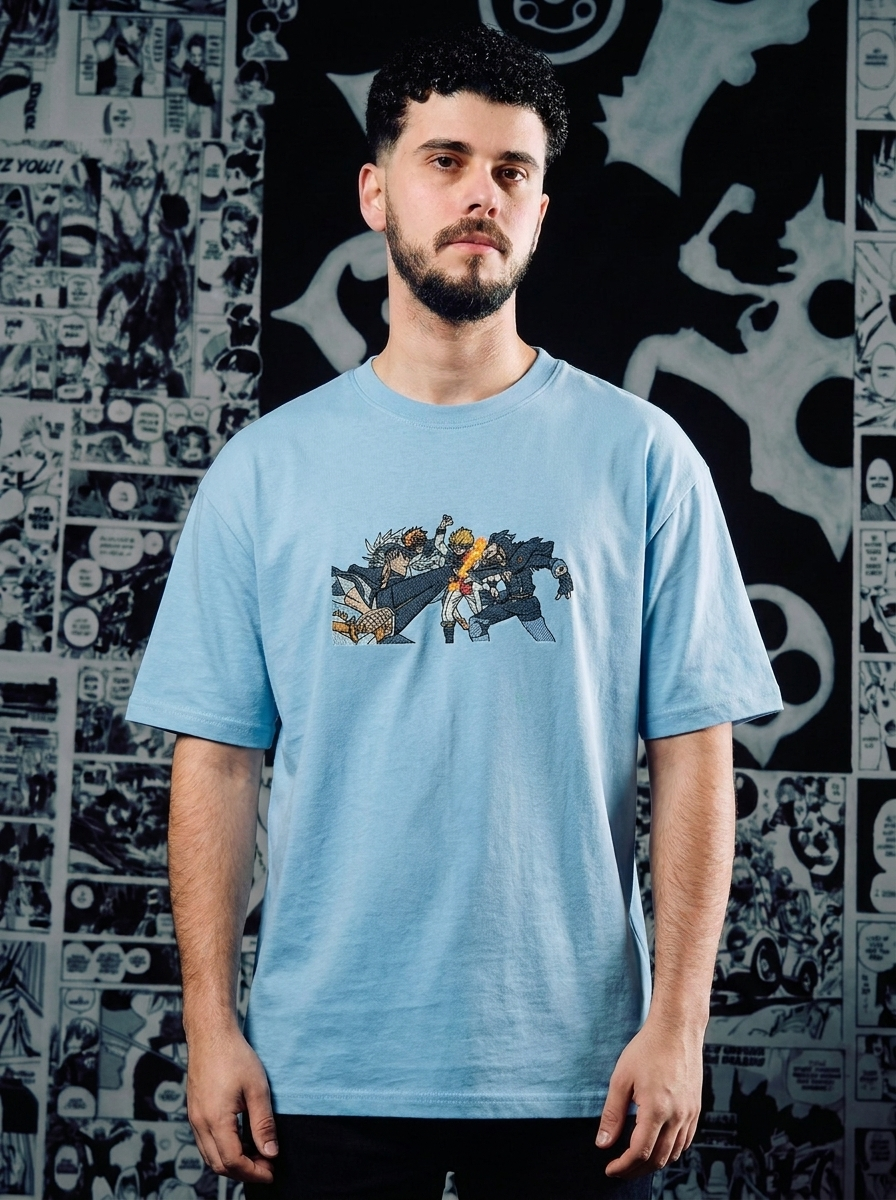 Black Clover Embroidered T-Shirt – Anti-Magic Swordsman – Light Blue