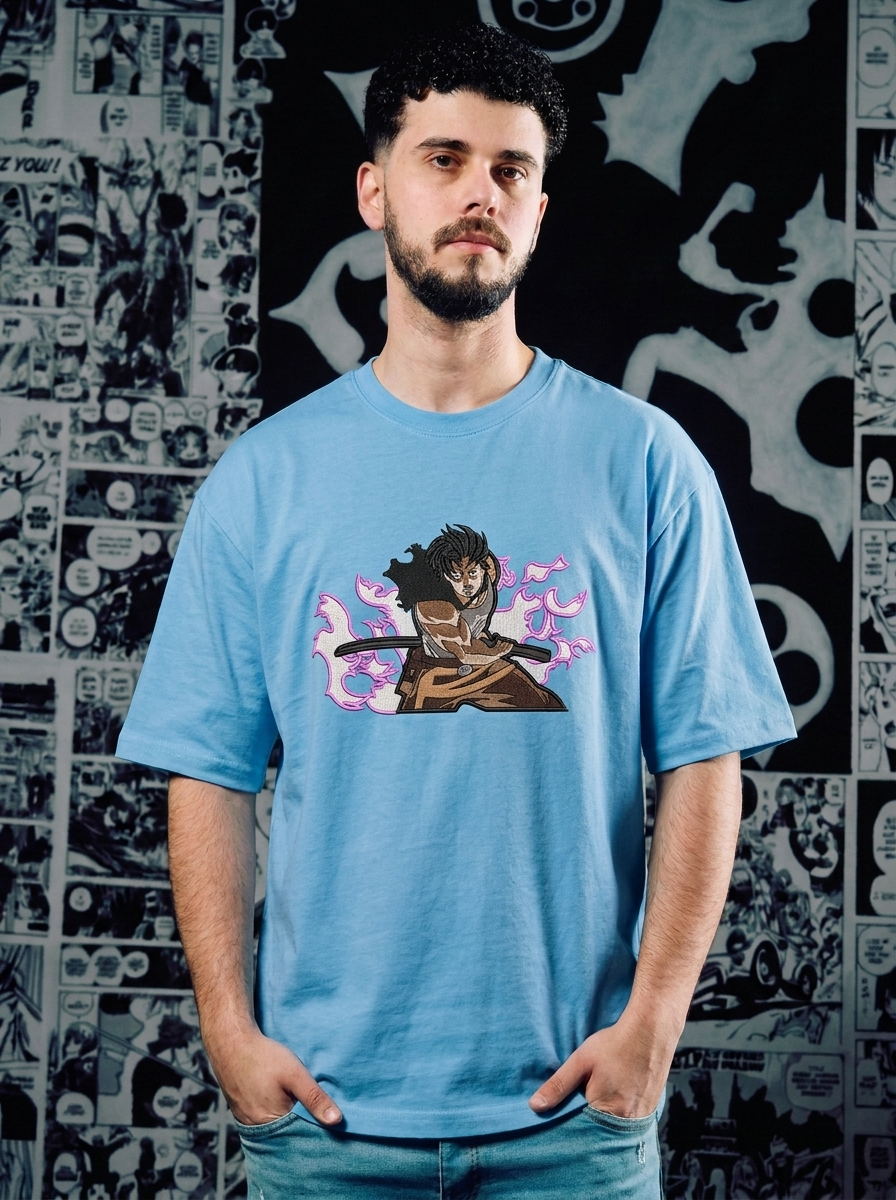 Black Clover Embroidered T-Shirt – Devil Union Knight – Light Blue