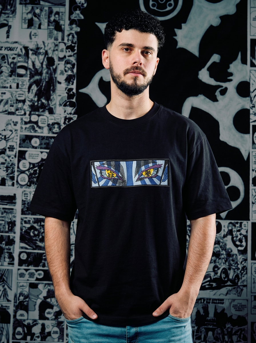 Demon Slayer Embroidered T-Shirt – Water Breathing – Black