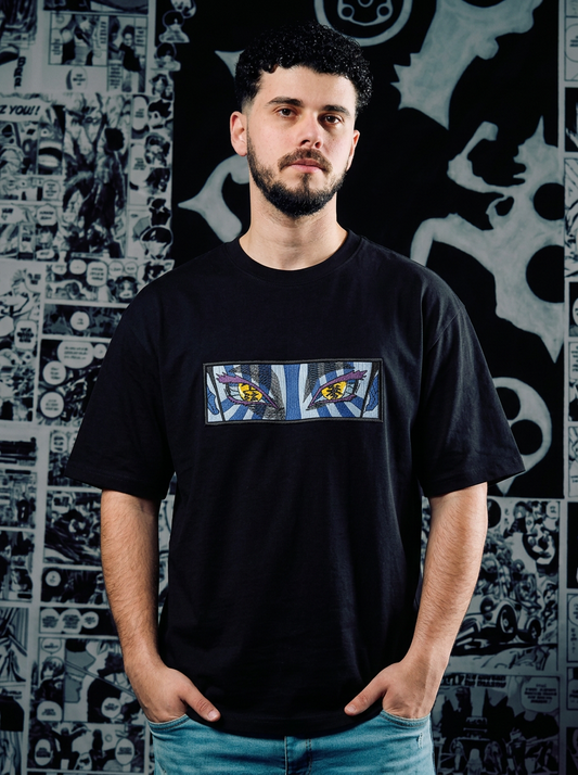 Demon Slayer Embroidered T-Shirt – Water Breathing – Black