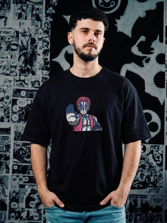 Demon Slayer Embroidered T-Shirt – Bamboo Muzzle – Black