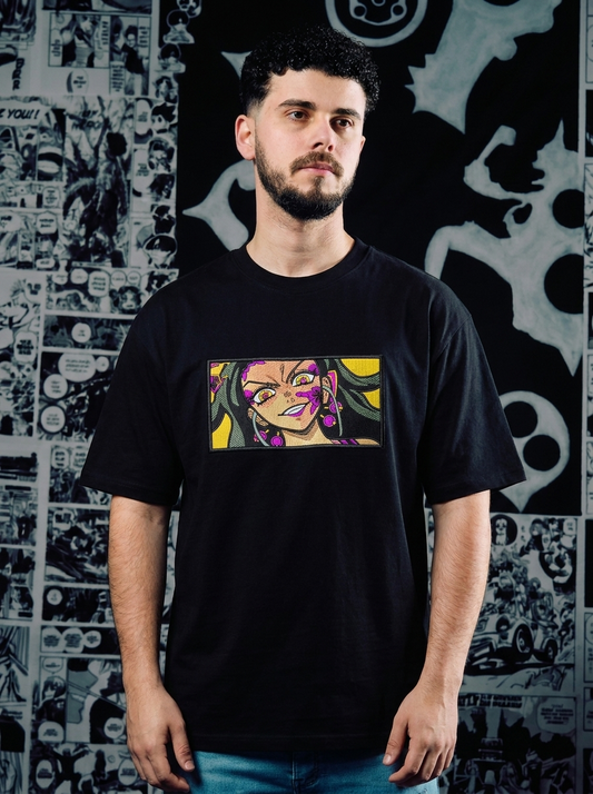 Demon Slayer Embroidered T-Shirt – Water Hashira – Black
