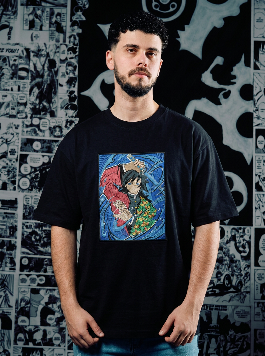 Demon Slayer Embroidered T-Shirt – Progenitor of Demons – Black