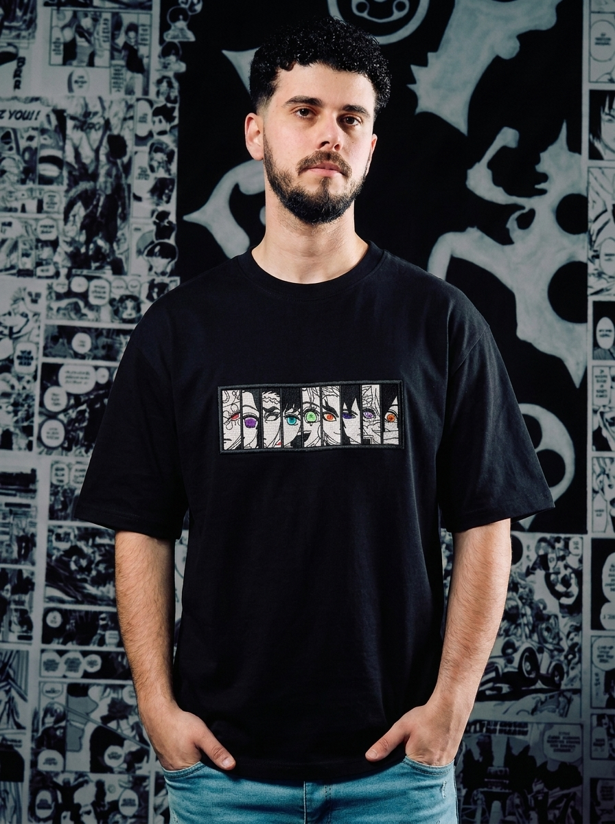 Demon Slayer Embroidered T-Shirt – Serpent Hashira – Black