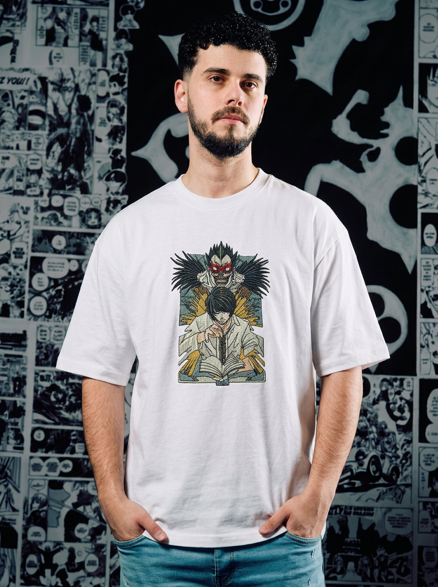 Death Note Embroidered T-Shirt – Shinigami's Apple – White