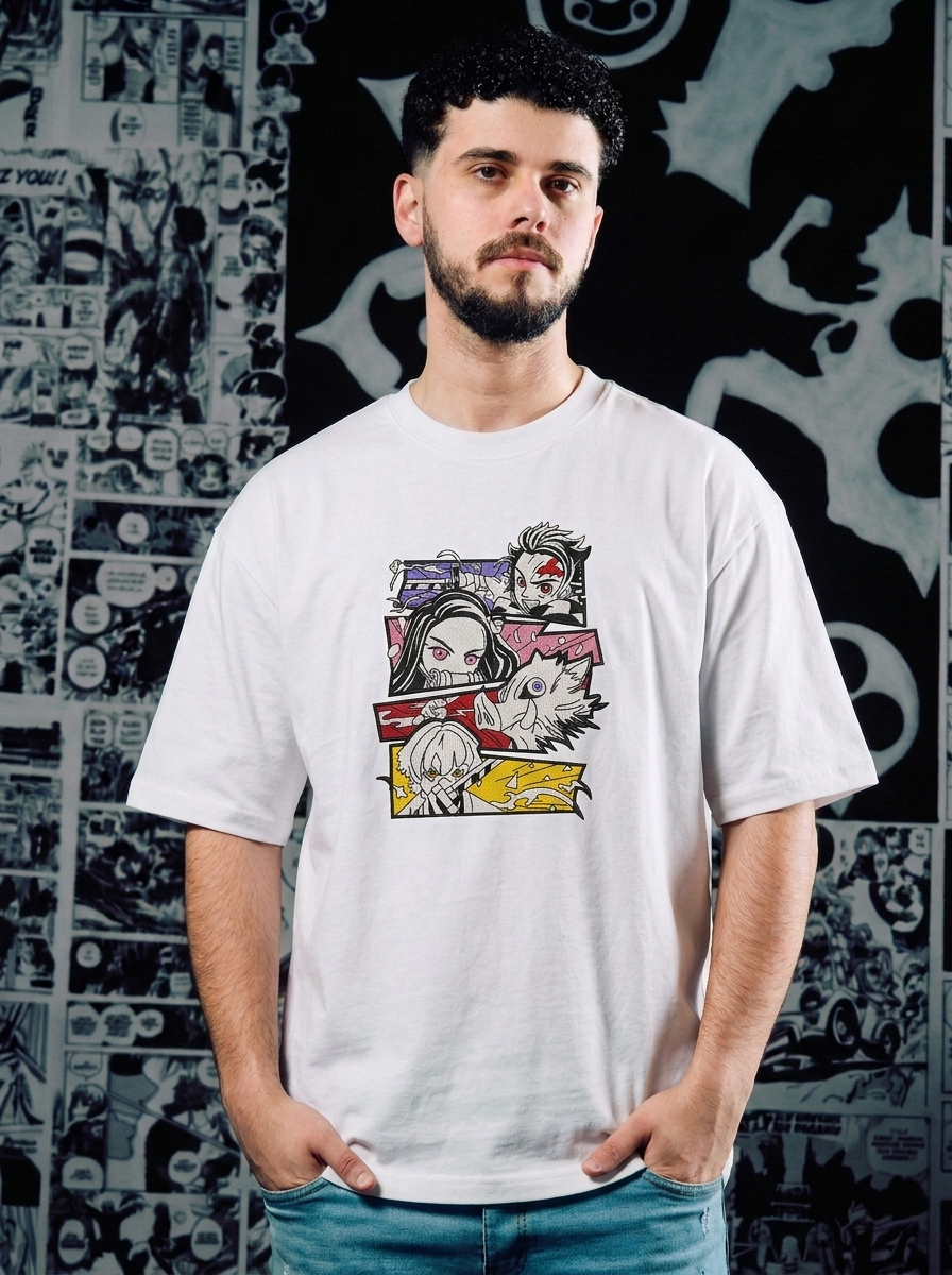 Demon Slayer Embroidered T-Shirt – Beast Breathing – White