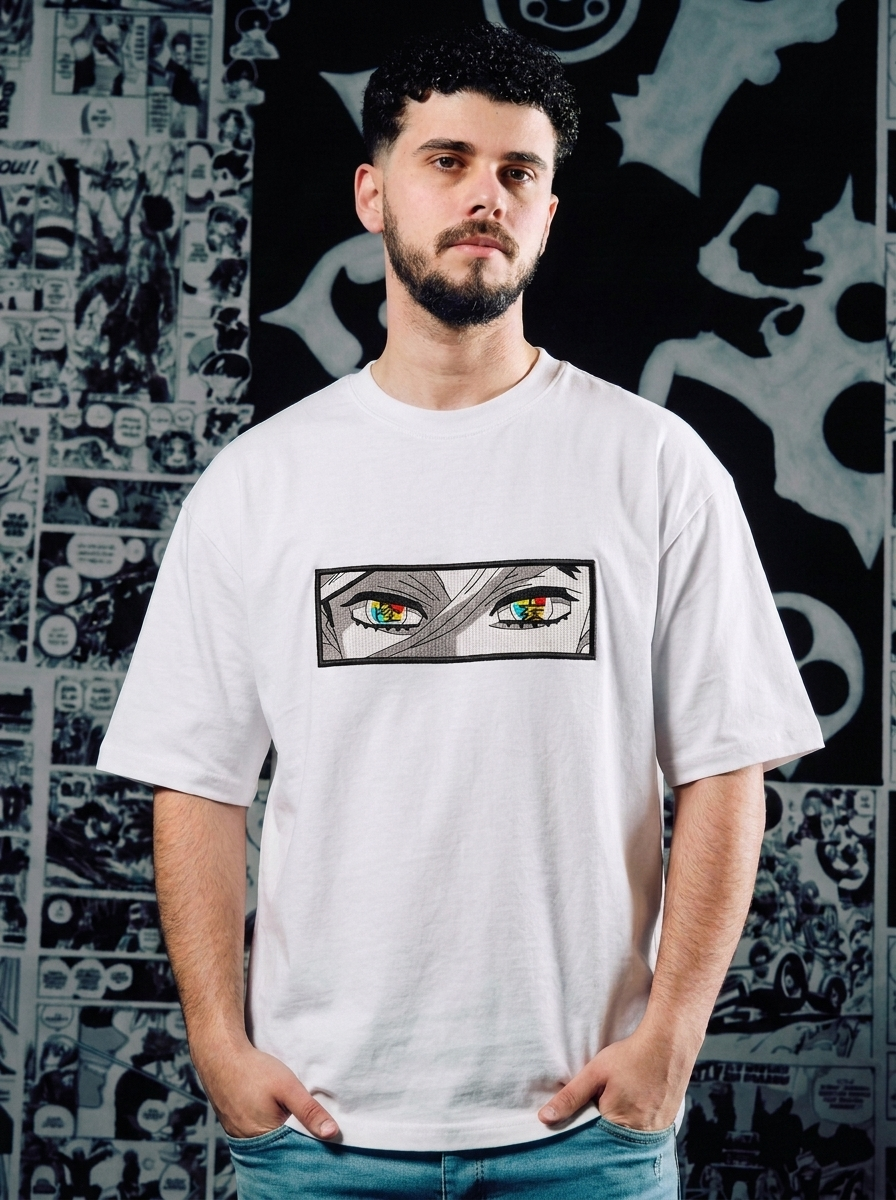 Demon Slayer Embroidered T-Shirt – Insect Hashira – White