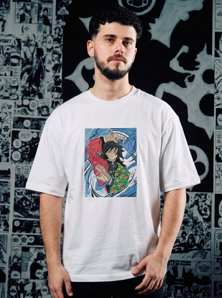 Demon Slayer Embroidered T-Shirt – Progenitor of Demons – White