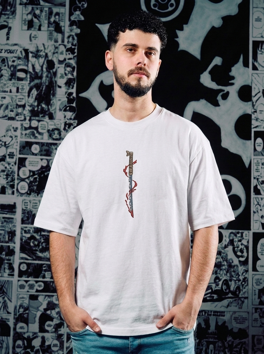 Demon Slayer Embroidered T-Shirt – Upper Moon Six: Daki – White