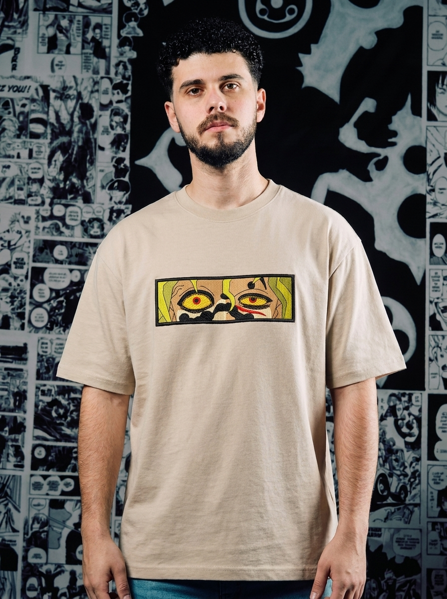 Demon Slayer Embroidered T-Shirt – Mist Hashira – Beige