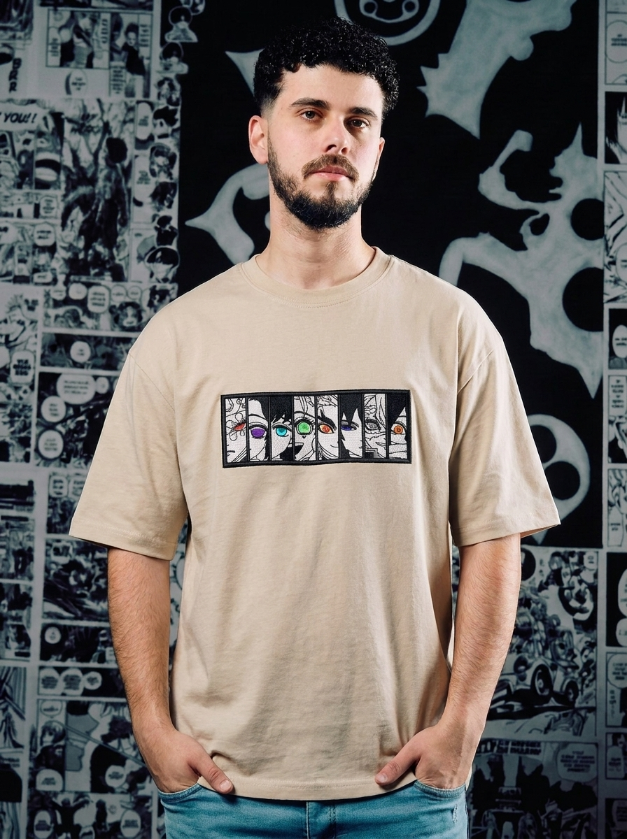 Demon Slayer Embroidered T-Shirt – Serpent Hashira – Beige