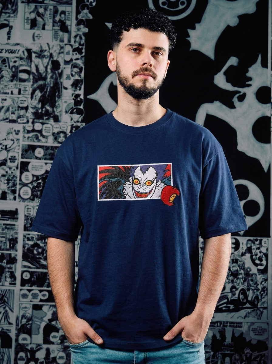 Death Note Embroidered T-Shirt – The World's Greatest Detective – Navy
