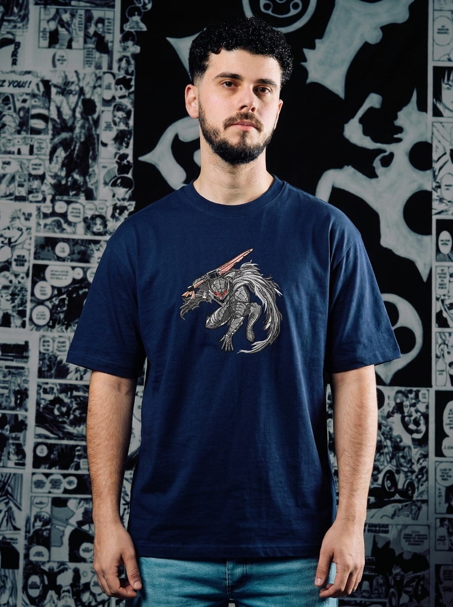 Demon Slayer Embroidered T-Shirt – Inner Demon – Navy