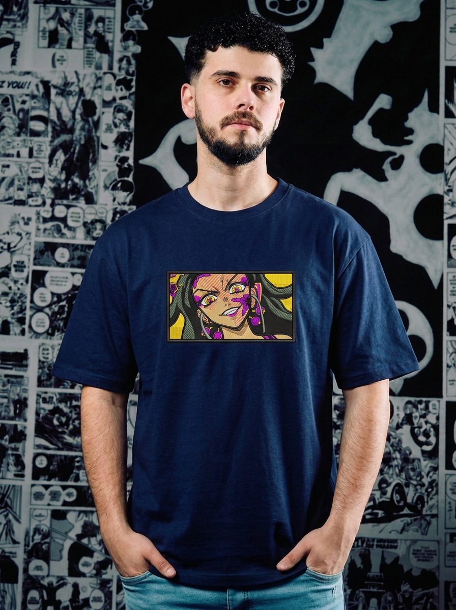 Demon Slayer Embroidered T-Shirt – Water Hashira – Navy