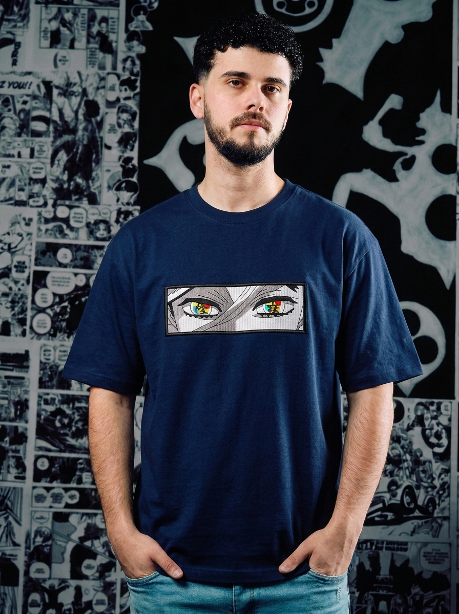 Demon Slayer Embroidered T-Shirt – Insect Hashira – Navy