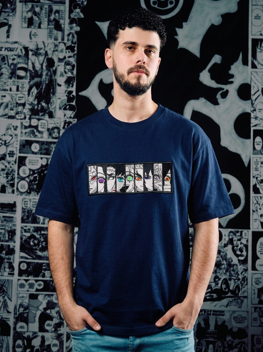 Demon Slayer Embroidered T-Shirt – Serpent Hashira – Navy