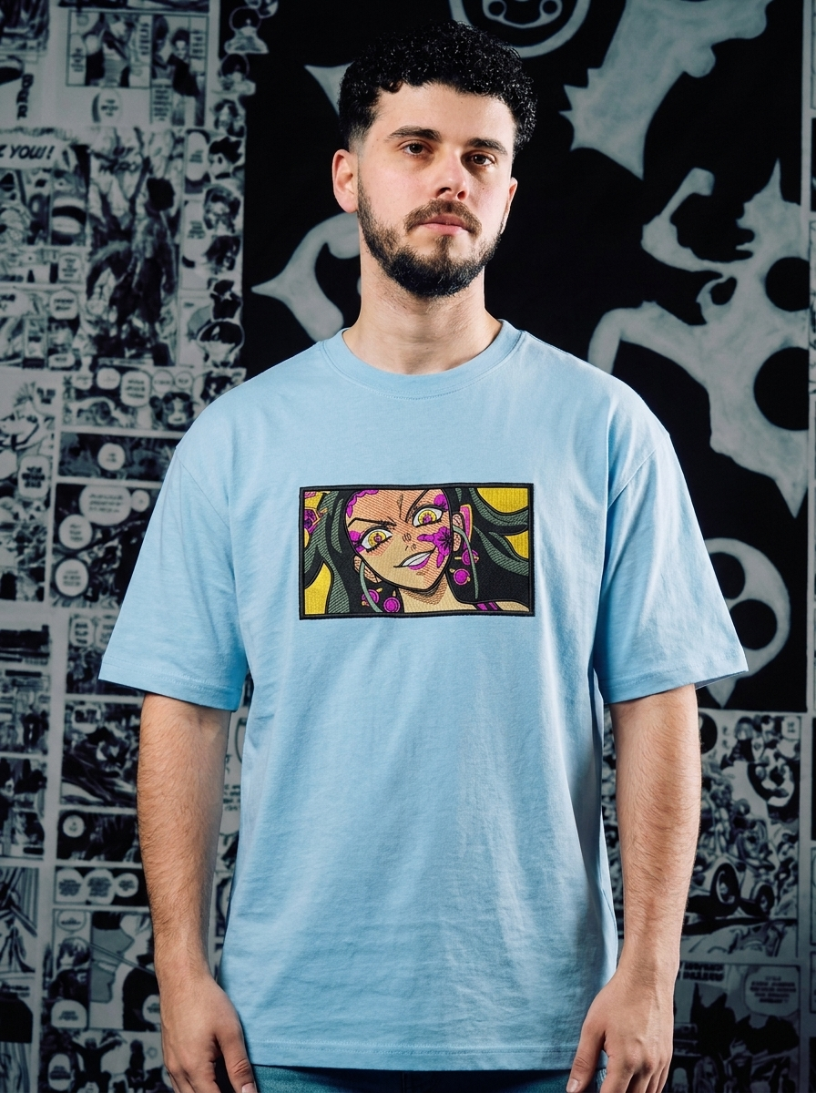 Demon Slayer Embroidered T-Shirt – Water Hashira – Light Blue