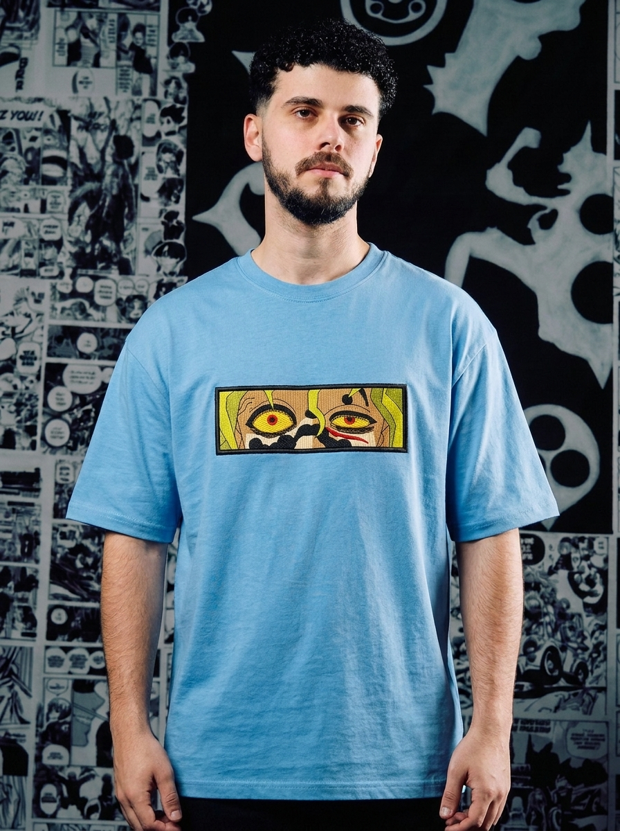 Demon Slayer Embroidered T-Shirt – Mist Hashira – Light Blue