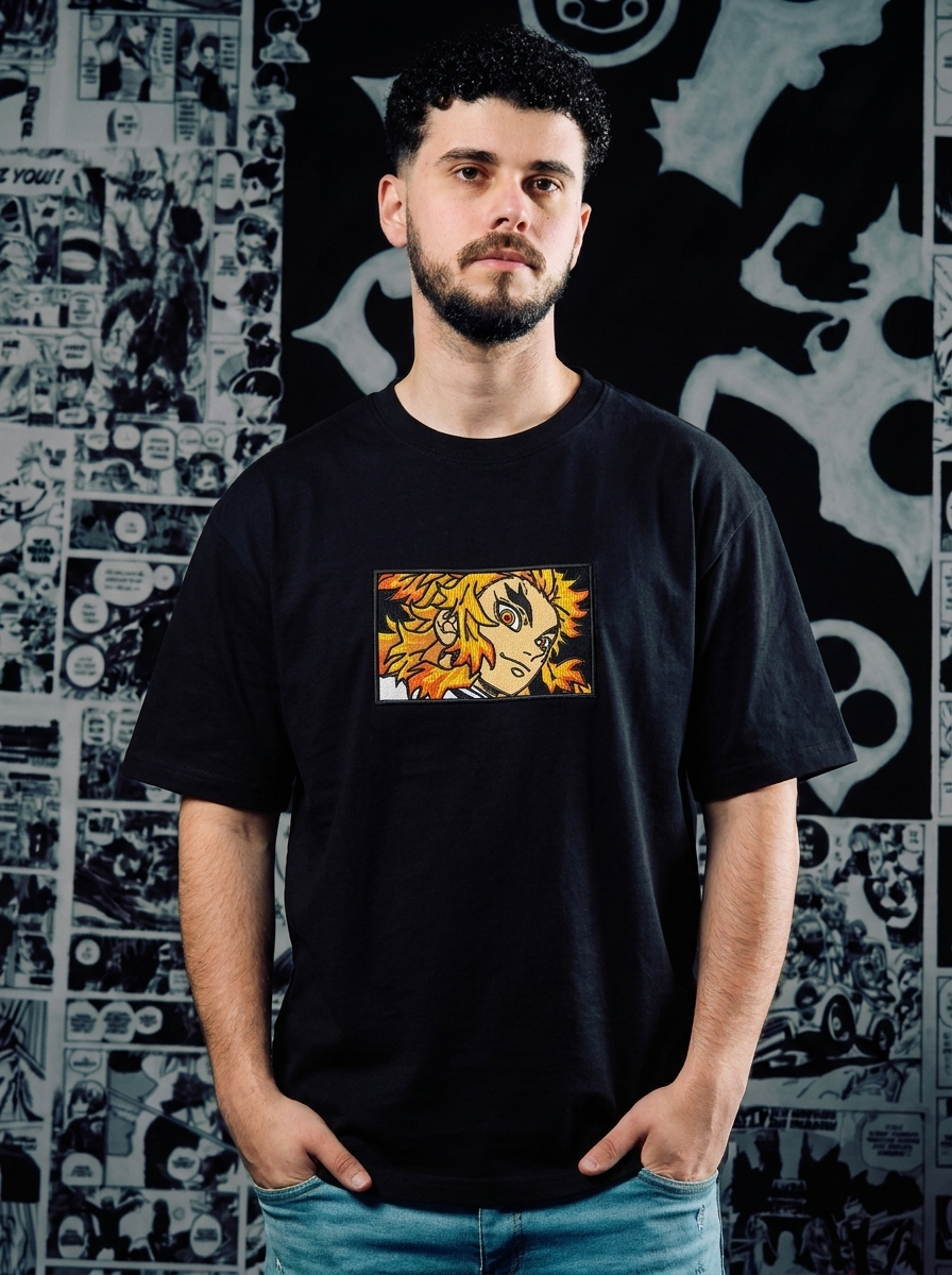 Demon Slayer Embroidered T-Shirt – Total Concentration – Black