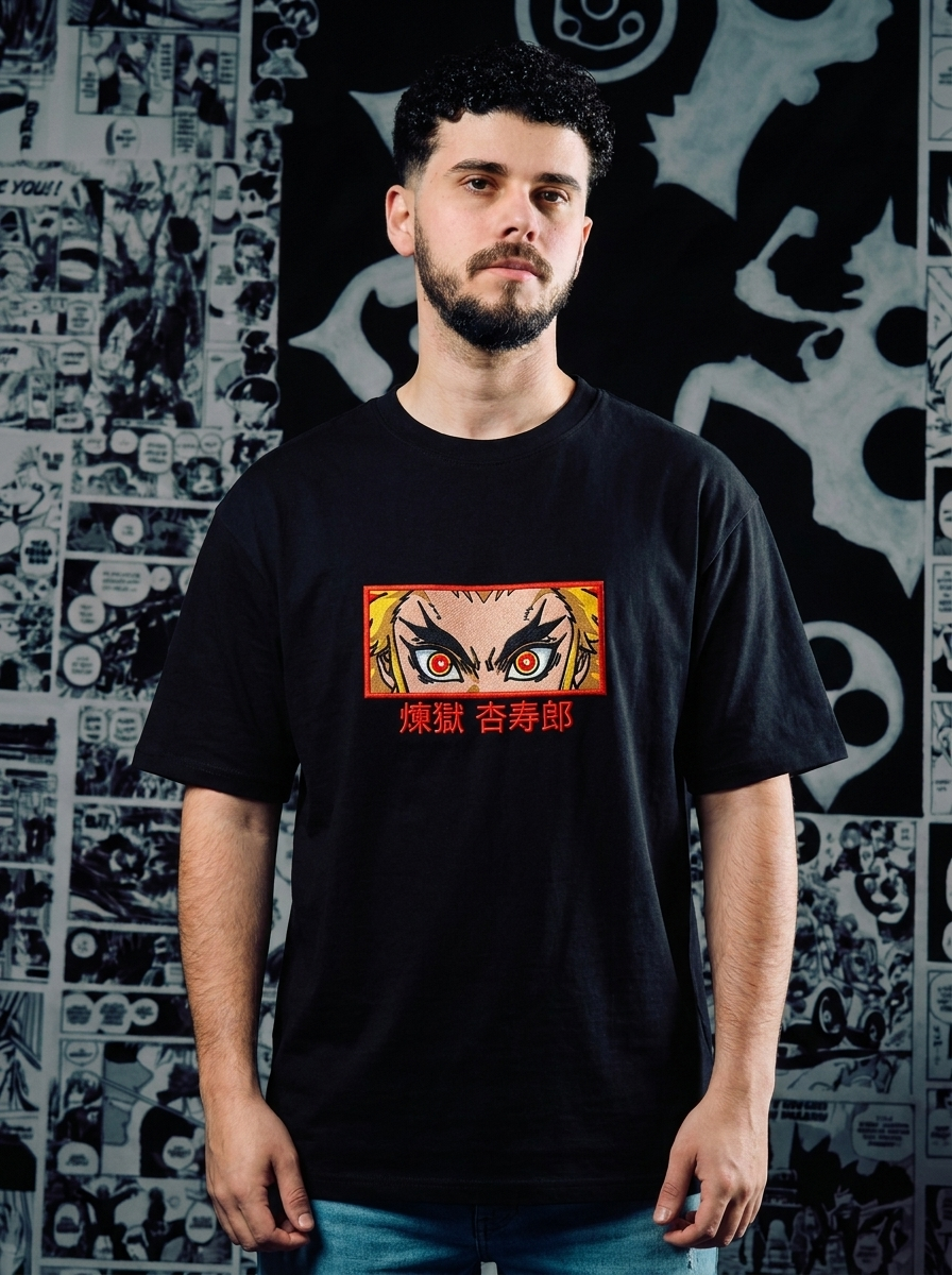 Demon Slayer Embroidered T-Shirt – Mark – Black
