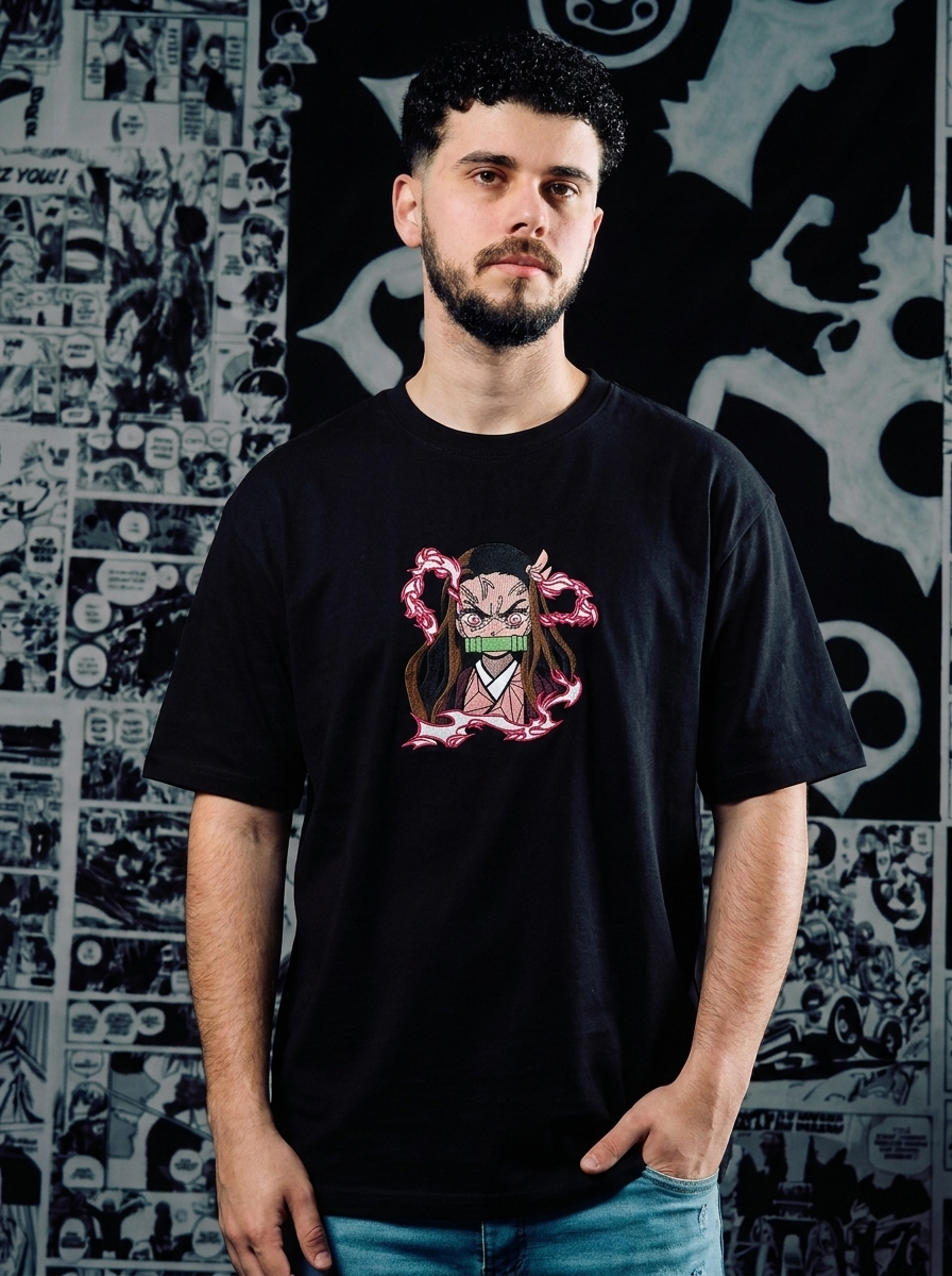 Demon Slayer Embroidered T-Shirt – Butterfly Mansion – Black
