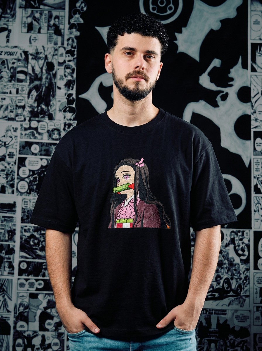 Demon Slayer Embroidered T-Shirt – Demon Slaying Blade – Black