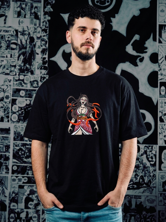 Demon Slayer Embroidered T-Shirt – Water Surface Slash – Black