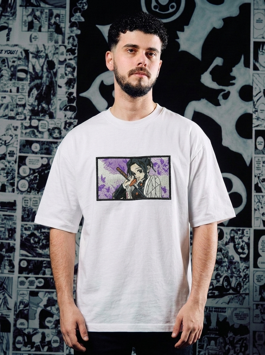 Demon Slayer Embroidered T-Shirt – Muzan's Successor – White