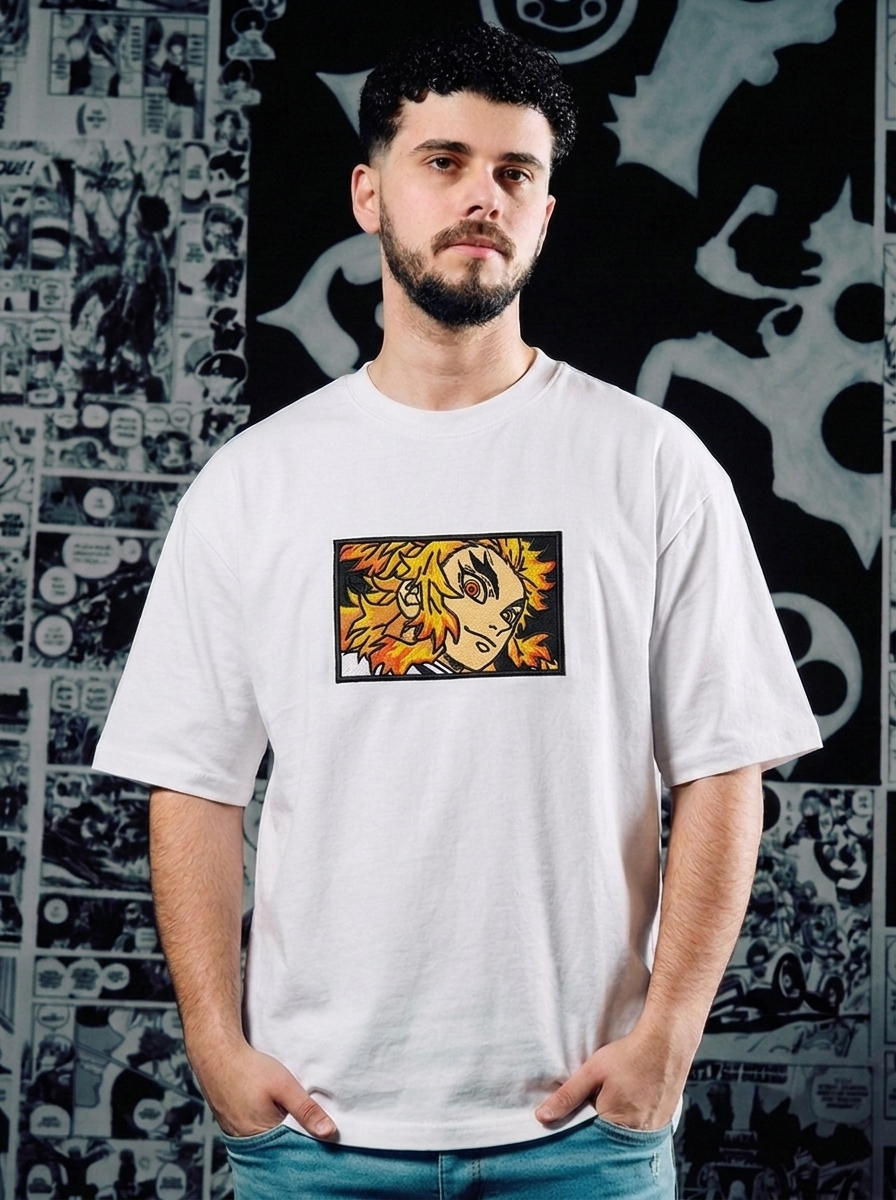 Demon Slayer Embroidered T-Shirt – Total Concentration – White