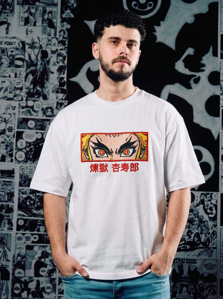 Demon Slayer Embroidered T-Shirt – Mark – White