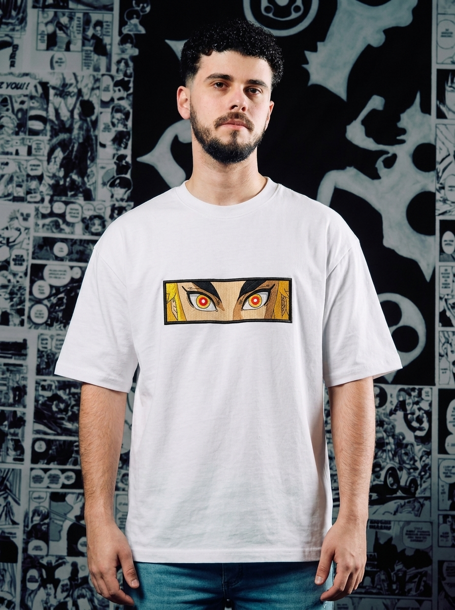 Demon Slayer Embroidered T-Shirt – Sun Breathing – White