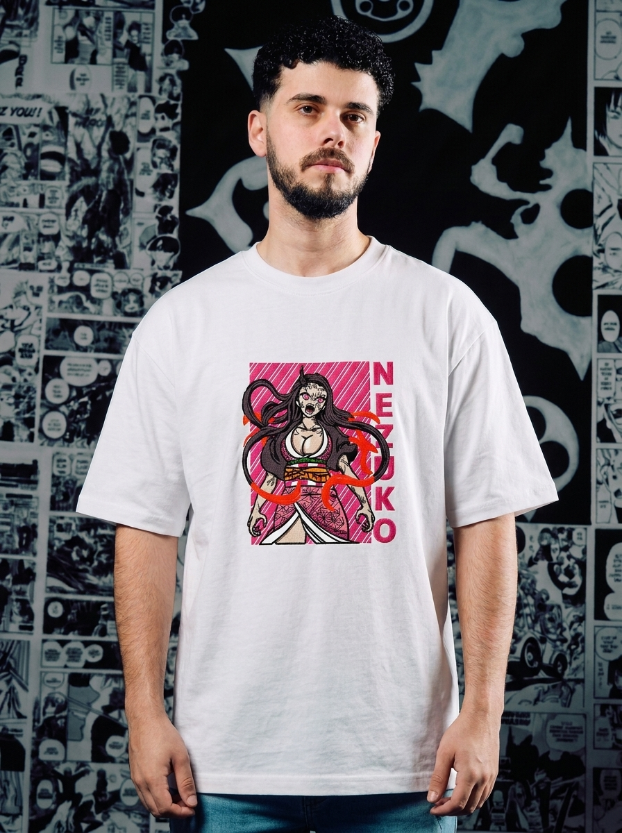 Demon Slayer Embroidered T-Shirt – Water Surface Slash – White