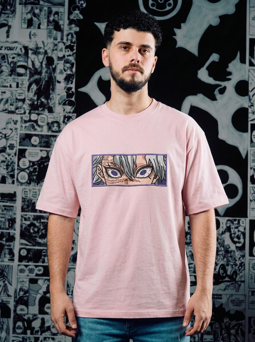 Demon Slayer Embroidered T-Shirt – Corps – Light Pink