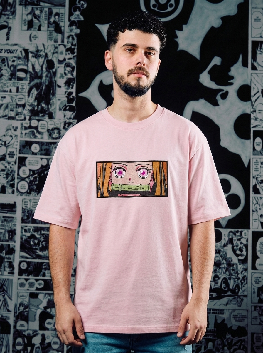 Demon Slayer Embroidered T-Shirt – Final Selection Survivor – Light Pink