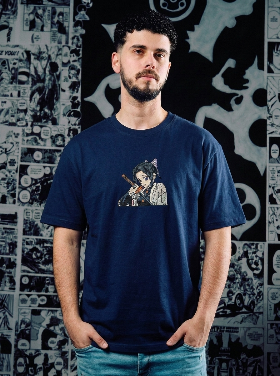 Demon Slayer Embroidered T-Shirt – Muzan's Successor – Navy