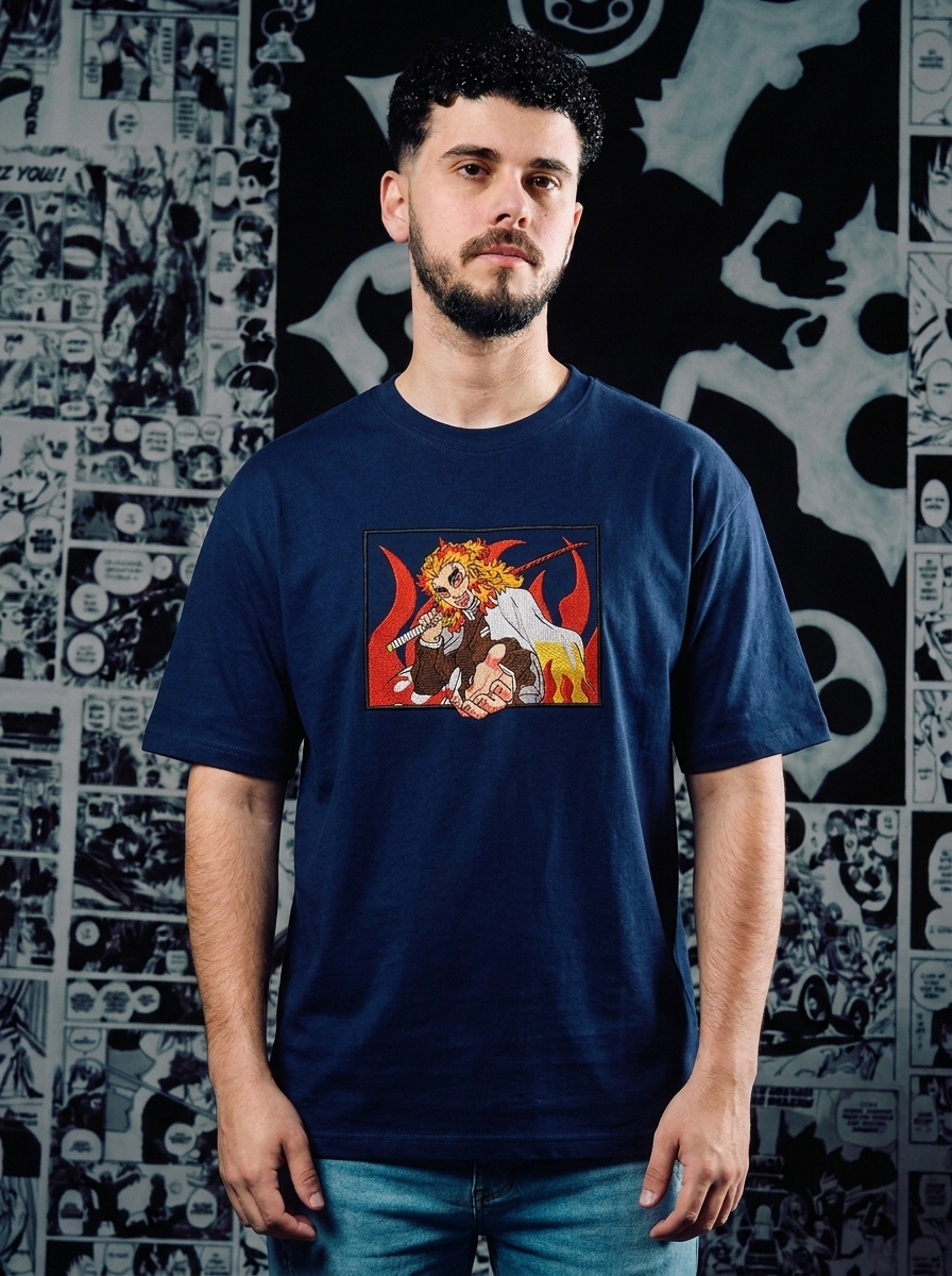 Demon Slayer Embroidered T-Shirt – Corps Insignia – Navy