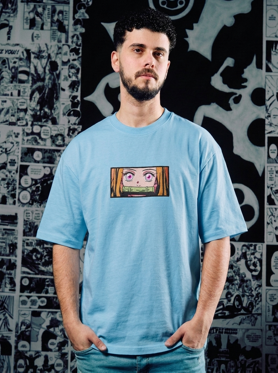 Demon Slayer Embroidered T-Shirt – Final Selection Survivor – Light Blue