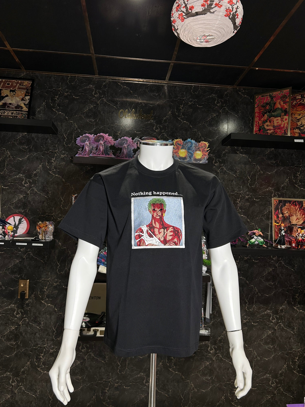 One Piece Embroidered T-Shirt – Zoro “Nothing Happened”