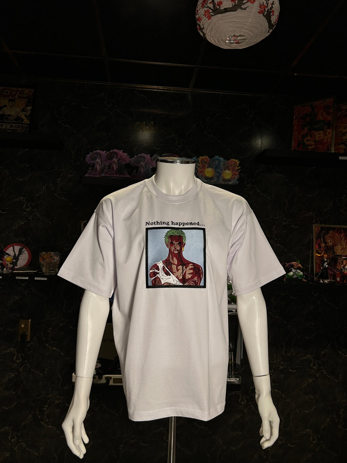 One Piece Embroidered T-Shirt – Zoro “Nothing Happened”